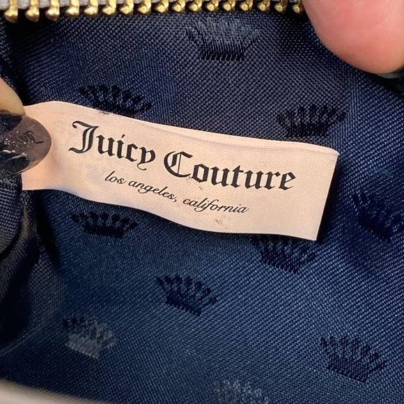 Juicy Couture Vintage Rare Leather Mono Crossbody Bag Gray with Gold Chain - Picture 7 of 12